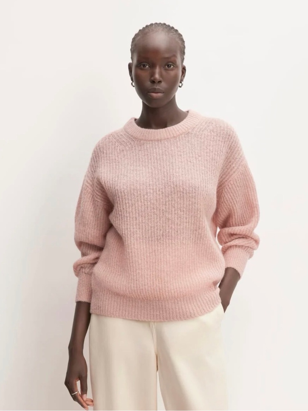 Everlane Cocoon Crew in Alpaca | Cafe Crème | Size M